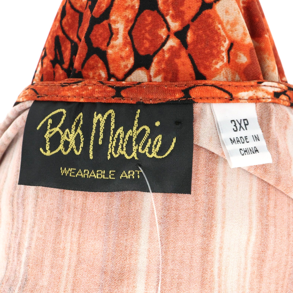 Bob Mackie Dress Petite Plus Size 3XP Black Orange Stretch Knit Wearable Art New - Picture 3 of 14